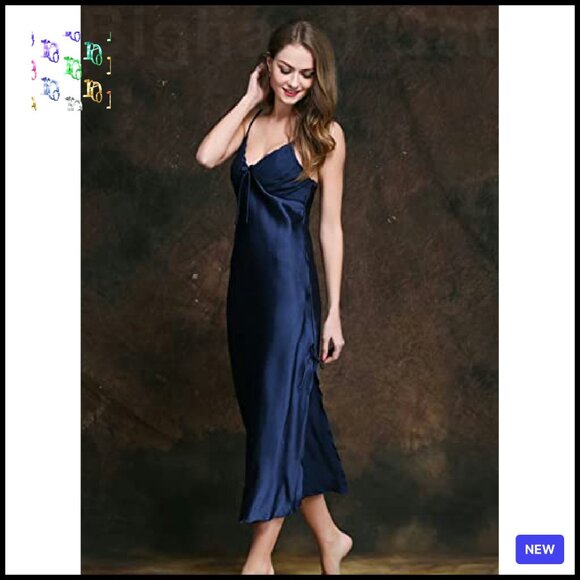 Satin Slip Dress Elegant Minimal Chic Adjustable Straps Lace Details Nightgown - Picture 6 of 7